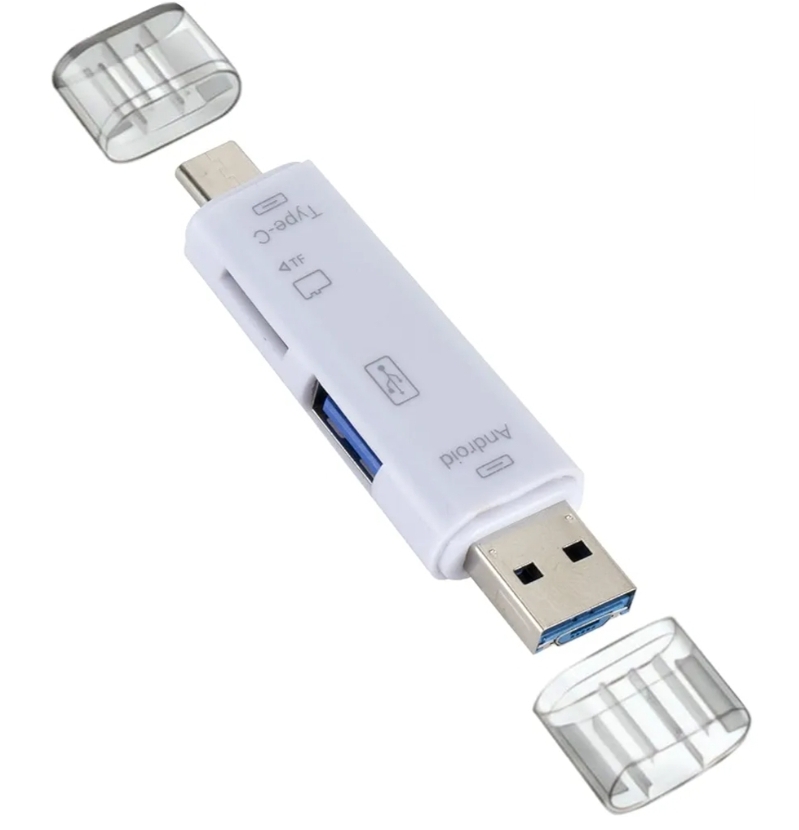 5 in 1 Multifunction USB A to Type C Card Reader Adapter "WHITE"