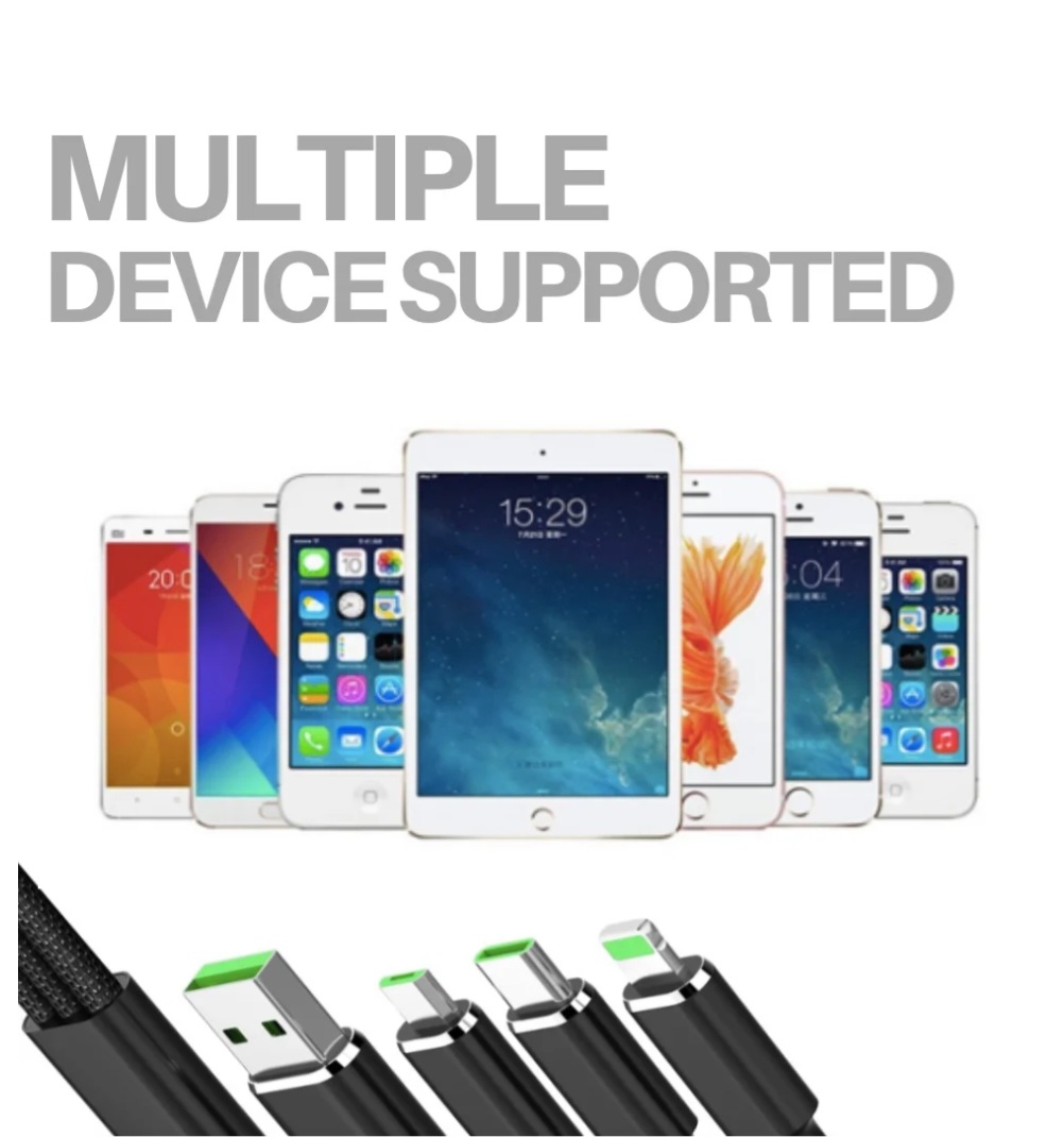 USB 3 Way IPhone, Android Charger for Iso, Type C, and Micro Usb "BLACK"